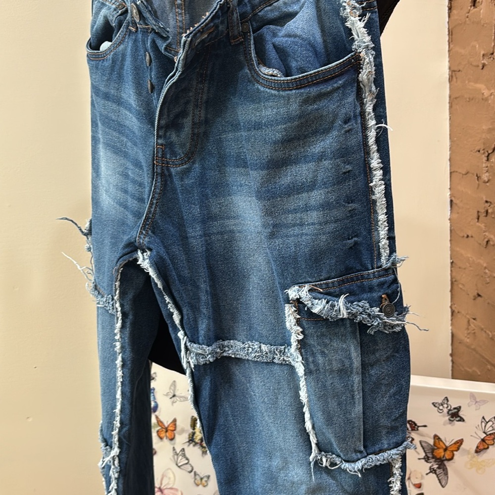 Men Distressed Blue Denim Jeans men size 32 - Picture 6 of 6